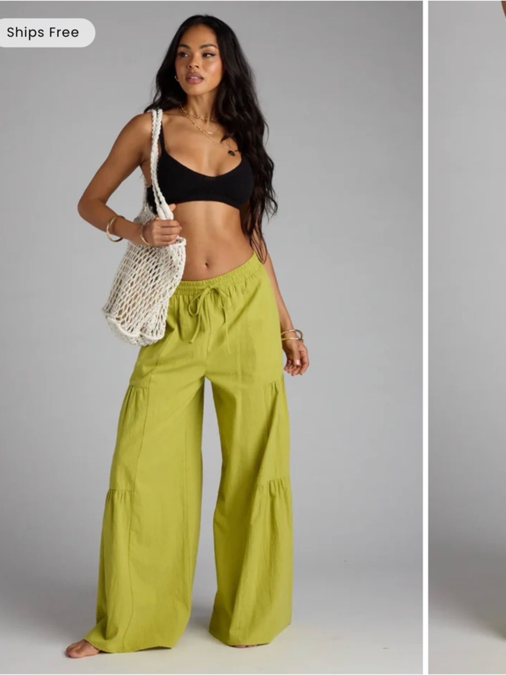 Windsor Olive Green Wide Leg Tiered Pants